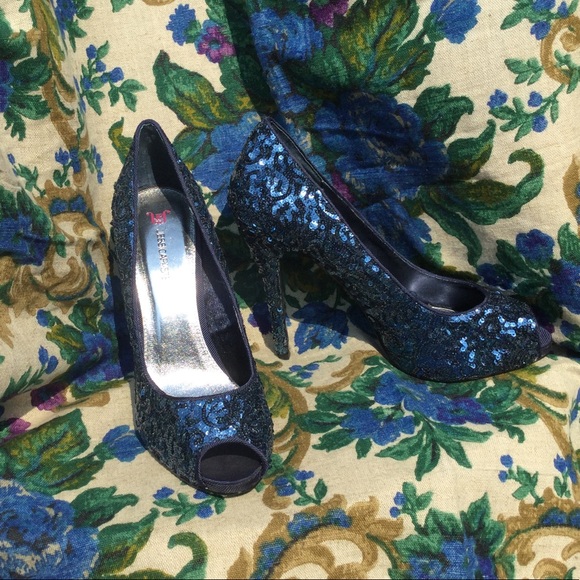 Jessica Paster Sequin Peep Toe Heels - Picture 3 of 6